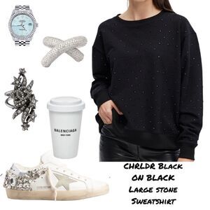 CHRLDR Black On Black Large Stone Sweatshirt